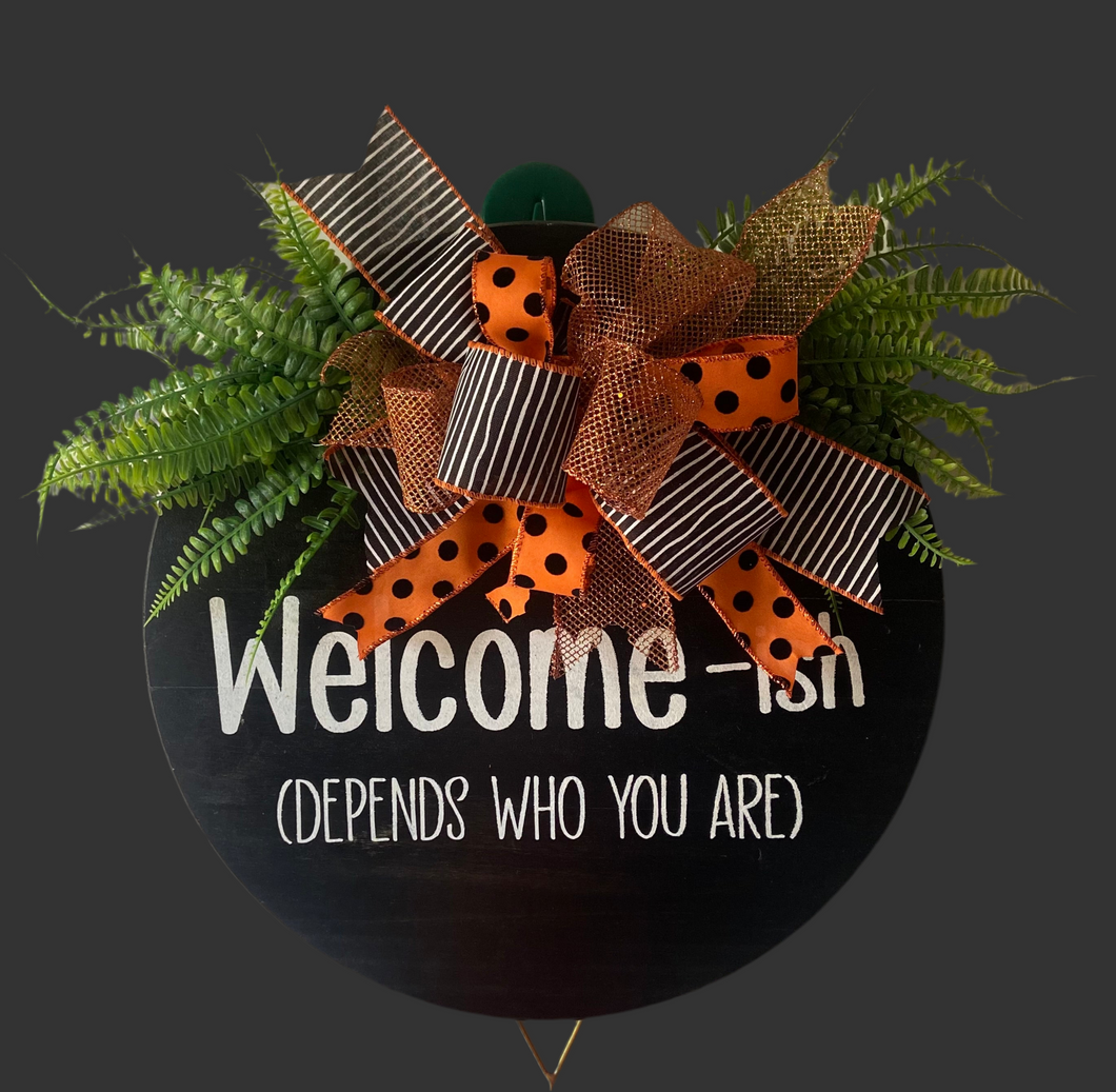 Welcome-ish Black Door Hanger